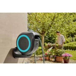 Gardena Wandslangenbox Roll-up 20 Meter Grijs Blauw 11 Gardena Wandslangenbox Roll-up 20 Meter Grijs Blauw -Gardena 123 1079